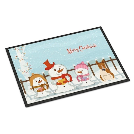 Carolines Treasures Merry Christmas Carolers Bull Terrier Red White Indoor or Outdoor Mat, 24 x 0.25 x 36 in. BB2466JMAT
